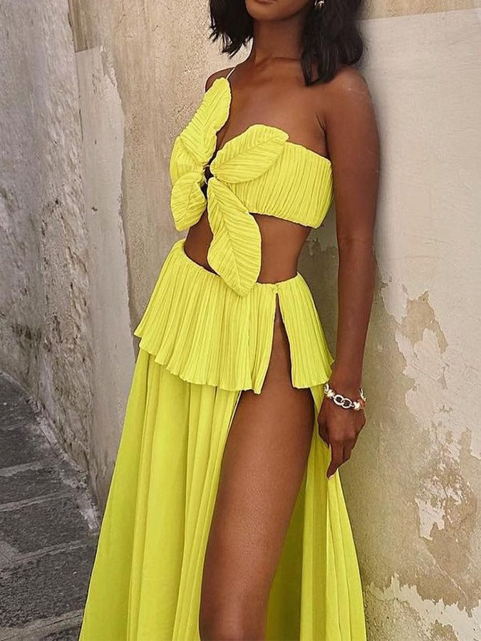 BEACH VACATION SOLID COLOR SWIMSUIT AND SKIRT