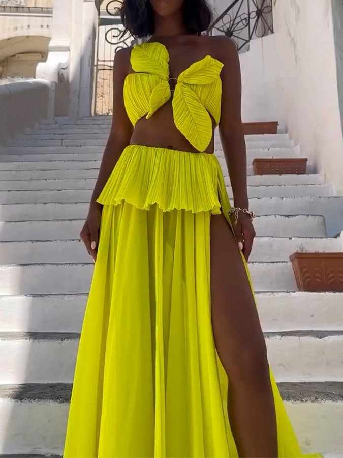 BEACH VACATION SOLID COLOR SWIMSUIT AND SKIRT
